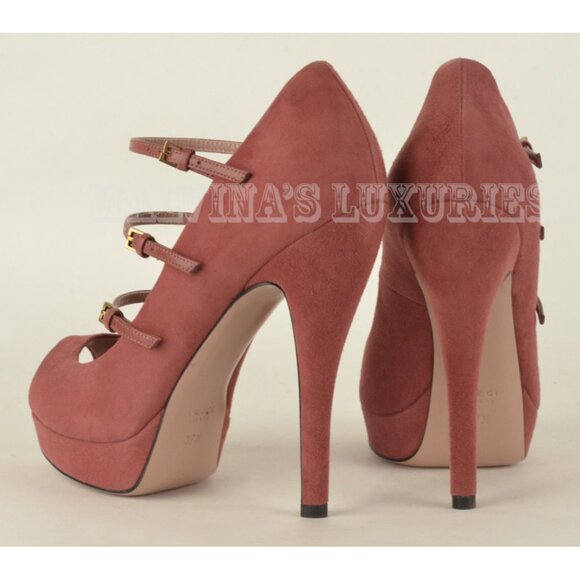 GUCCI SHOES LISBETH HIGH HEEL MARY JANE SUEDE LEATHER PUMPS sz 40 / 10 - Picture 9 of 14